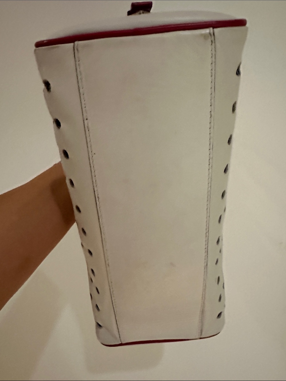 Vintage Prada S/S 2000 Vitello Drive Perforated Bowling Bag - Picture 5 of 12